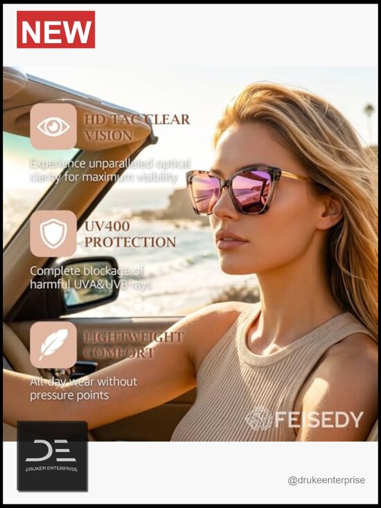 Polarized Cat Eye Sunglasses, Retro Oversized Square Sun Glasses main image 5